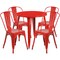 Emma and Oliver Commercial Grade 30" Round Metal Indoor-Outdoor Table Set with 4 Cafe Chairs